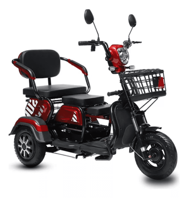 TRICICLO ELÉTRICO - VERMELHO/PRETO - 3 LUGARES - COM ALARME